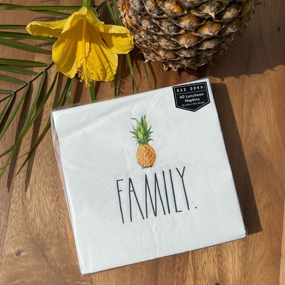 Rae Dunn New Napkins FAMILY 40 Pack Pineapple Aloha Luncheon Welcome Ivory Black - Picture 13 of 15